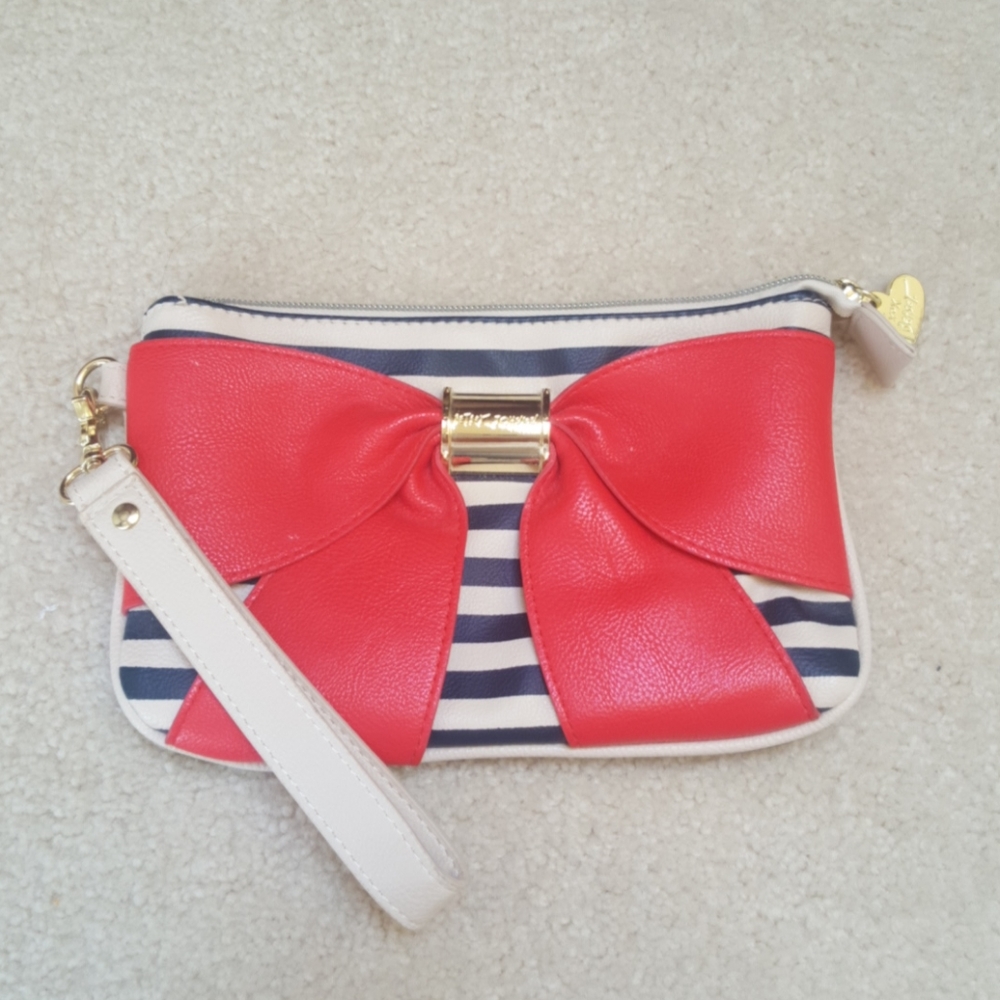 Betsey Johnson Bow & Stripe Clutch/Wrislet